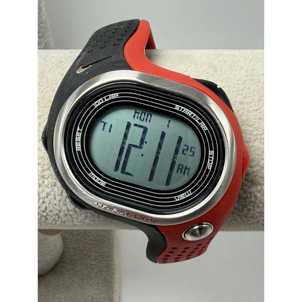 Nike Triax Fury 100 WR0139 NWT New Battery 46MM 7" Red Black Mens Watch